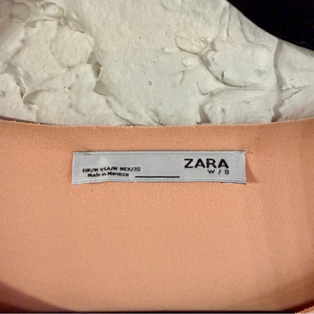 Zara Blush Pink Faux Suede Top with Gray Faux Fur Cuffs - Picture 5 of 9